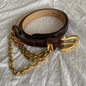 Genuine leather vintage chain belt